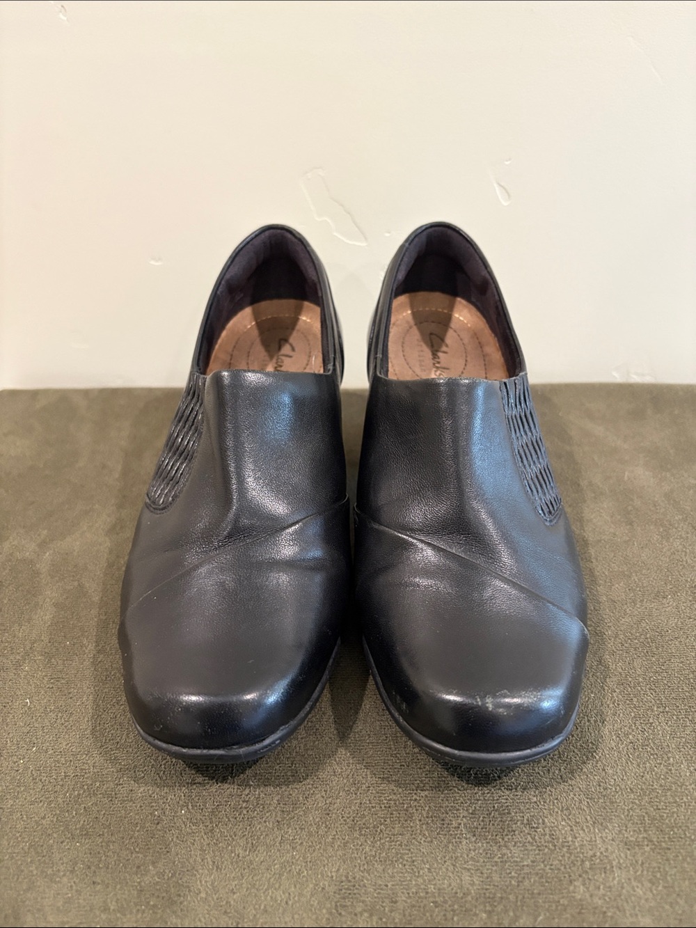 Clarks Black Slip-On Women's Heels